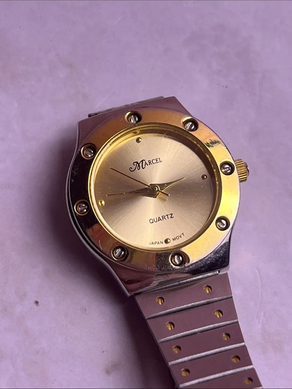 Marcel Two-Tone Gold and Silver Quartz Watch 25mm New Battery